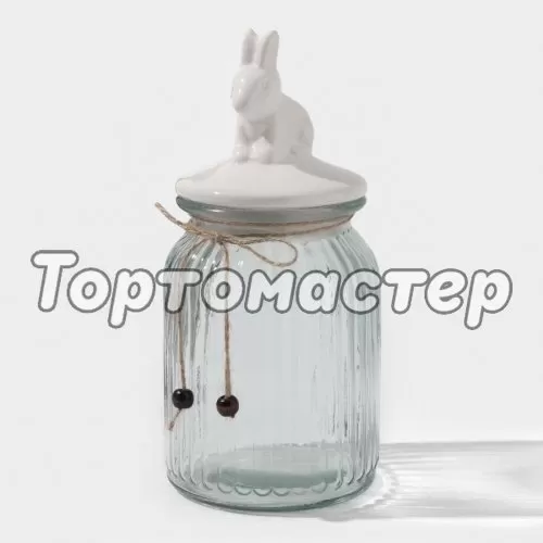 Банка стеклянная с керамической крышкой "Зайка" 950 мл 5287727
