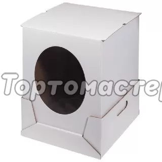 Коробка для торта с окном белая 30х30х45 см 20900