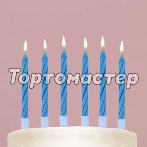 Свечи декоративные незадуваемые Голубые 6 см 10 шт 10107876  