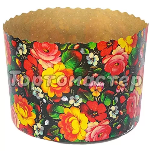 Форма для кулича "Роспись" D110 H85 10 шт P110/85 COL1R/(FLOWER),  PA11085COL1RN